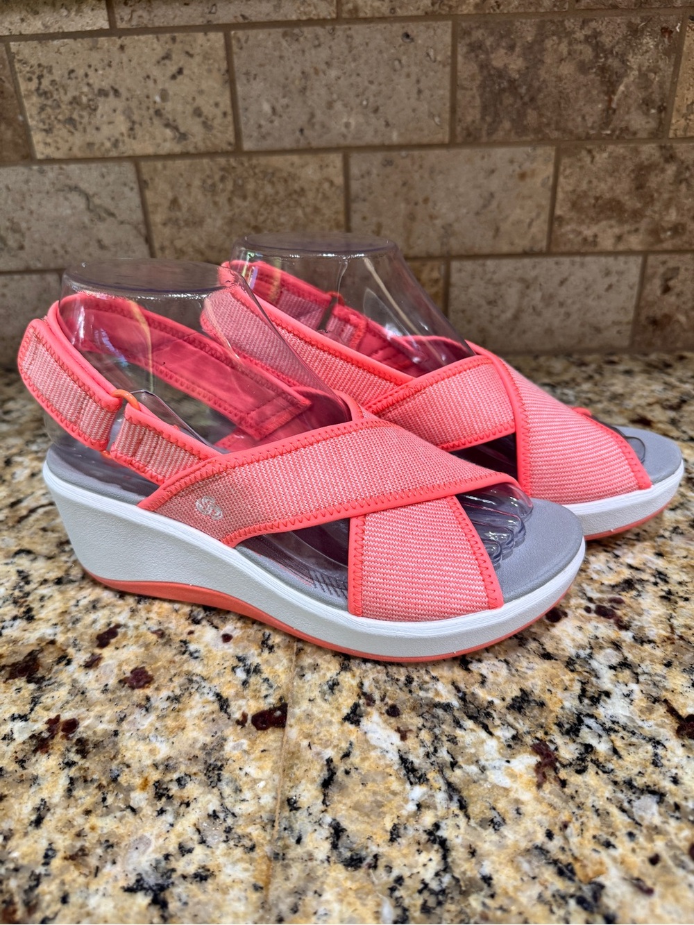 clarks step cali cove womens size 6 shoes coral slingback wedge comfort sandals